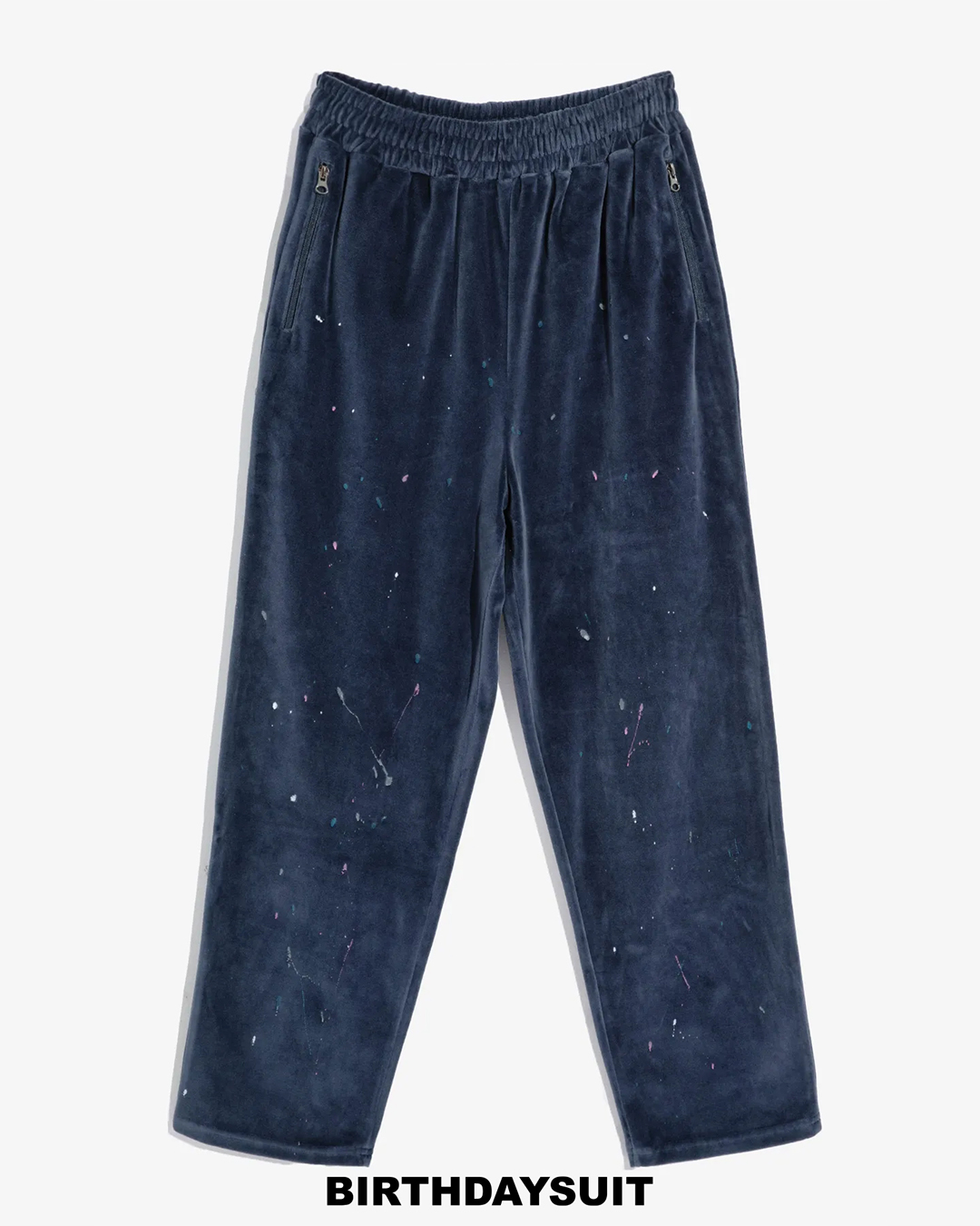 VELOUR PAINTED TRACK PANTS (NAVY)