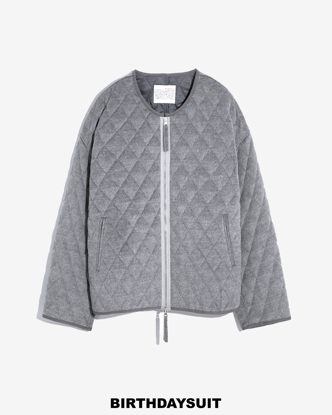 WOOL QUILTED CARDIGAN (GREY)